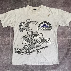 Men's Vintage 90's Sun Colorado Rockies Looney Tunes Taz AOP T Shirt Tee Sz L
